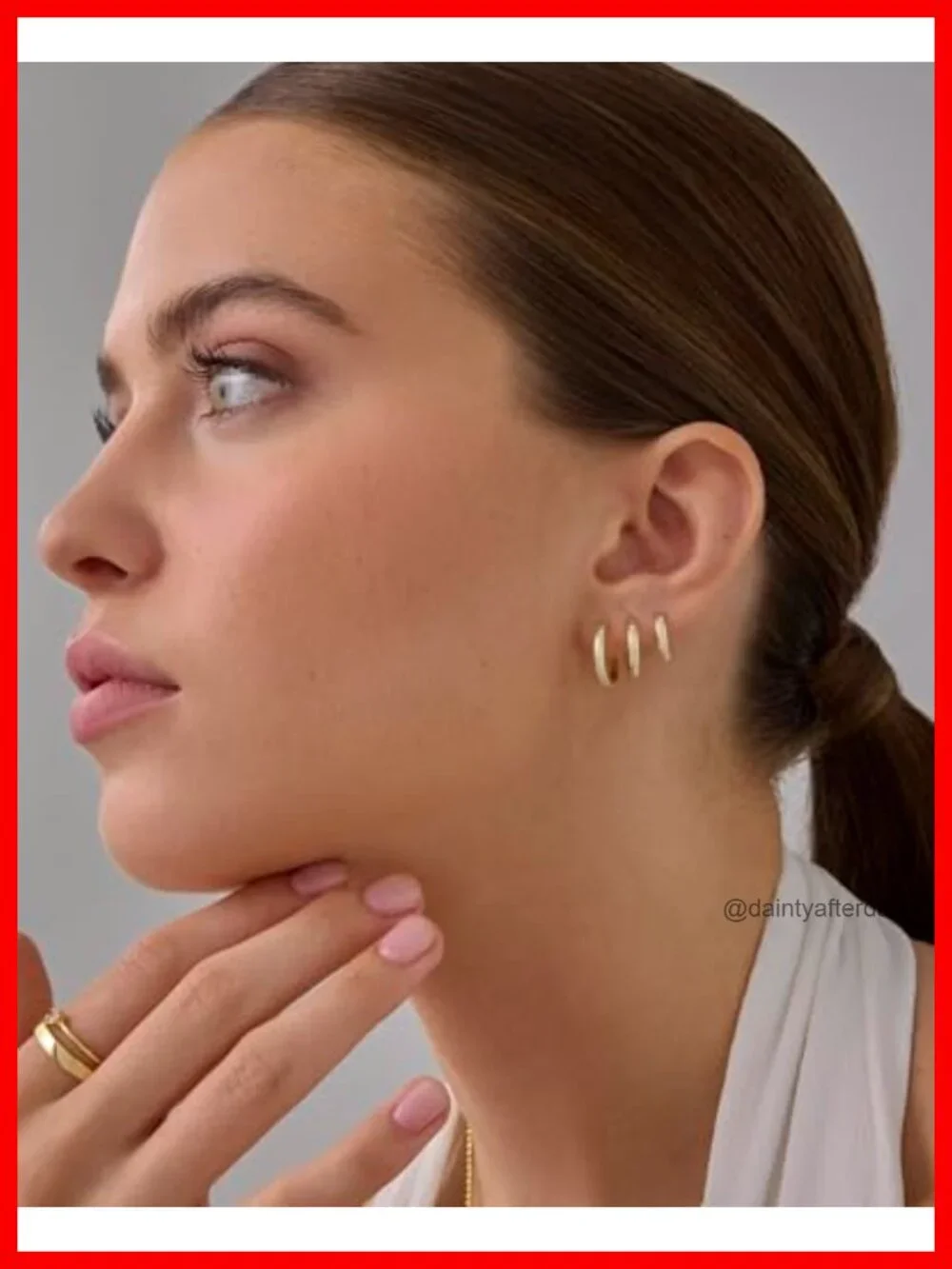 14K Gold Plated Huggie Earrings Set of 3 Hypoallergenic Hoops for Women